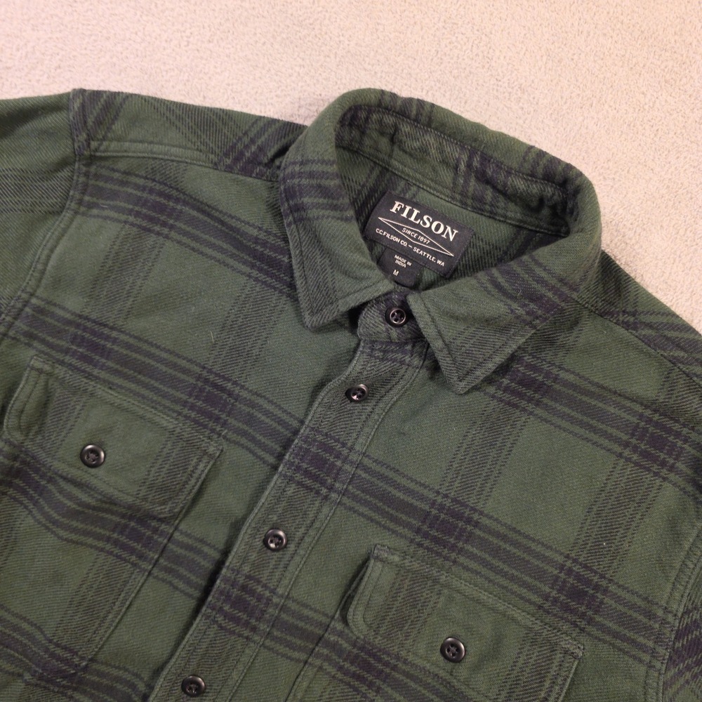 Filson Flannel Shirt Mens M Green Plaid Outdoor Streetwear Workwear